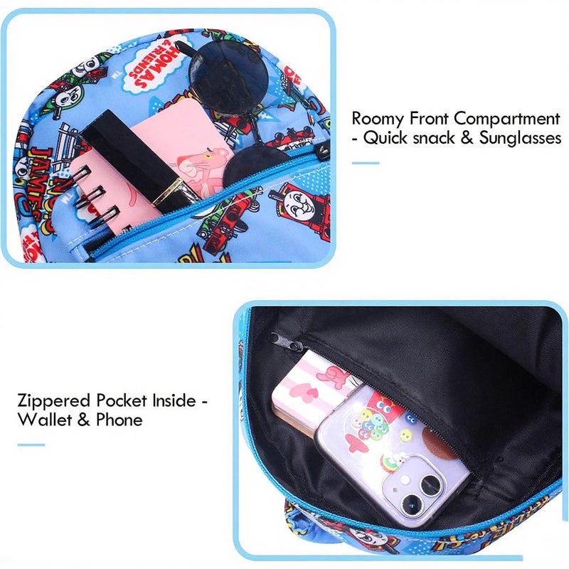 Finex NEW Blue Zipper - Thomas Transport Fans Cartoon Small Nylon Bag Multipurpose Causal Daypack for Travel Trip Shopping Tablet iPad Mini up to 8 inches - Image 5